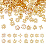 160Pcs 8 Style Alloy Bead Caps, Real 18K Gold Plated, 5.5~10x1~3mm, Hole: 1.2~1.8mm, 20pcs/style