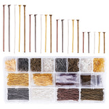 Iron Flat Head Pins, Mixed Color, 21.8x11x3cm, 2000pcs/box