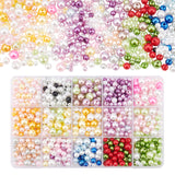 15 Colors ABS Plastic Beads, Imitation Pearl, Round, Mixed Color, 3~8mm, Hole: 1.2~1.8mm