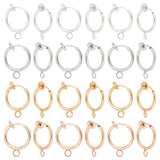 40Pcs 4 Color Brass Clip-on Hoop Earring Findings, with Loop, Mixed Color, Earring Findings: 17.5x13x1.5mm, Hole: 2.2mm, Pin: 0.7mm, 10pcs/color