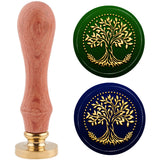 Brass Wax Seal Stamp with Handle, for DIY Scrapbooking, Tree of Life Pattern, 3.5x1.18 inch(8.9x3cm)