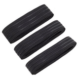 6 Yards 3 Styles Non-slip Polyester Elastic Cord, Flat, Black, 25~37x1.5mm, 2 yards/style