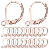 60Pcs 304 Stainless Steel Leverback Earring Findings, with Loop, Rose Gold, 16x10x2mm, Hole: 1.4mm, Pin: 0.7x0.9mm