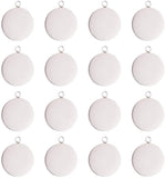 304 Stainless Steel Pendant Cabochon Settings, Flat Round, Stainless Steel Color, Tray: 25mm, 32x28x1mm, Hole: 2mm, 50pcs/box