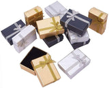 Cardboard Necklace Boxes, with Ribbon Bowknot, Rectangle, Mixed Color, 7x5x2.5cm, 12pcs/set