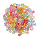 Transparent Acrylic Charms & Beads, AB Color Plated, Mixed Shapes, Mixed Color, 12x11mm, Hole: 1.6mm, 300g/bag