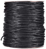 Waxed Cotton Thread Cords, Black, 2mm, about 100yards/roll