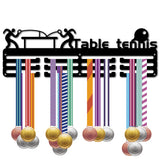 Fashion Iron Medal Hanger Holder Display Wall Rack, 3-Line, with Screws, Black, Tennis, 150x400mm, Hole: 5mm