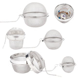 5Pcs 304 Stainless Steel Tea Strainer, with Curb Chain and Hook, Cleaning Sieve, Stainless Steel Color, 170~220mm, 5pcs