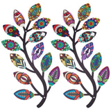 2Pcs 2 Style Iron Tree Leaf Wall Decor, Vine Olive Branch Leaf Wall Metal Art Hangings Decorations, for Indoor Outdoor Bedroom Living Room Cafe, Mixed Color, 322x155x1mm, Hole: 3mm, 1pc/style