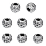 8Pcs 304 Stainless Steel European Beads, Large Hole Beads, Rondelle with Cross, Antique Silver, 10.5x13.5mm, Hole: 5.5mm