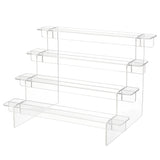 4-Tier Transparent Acrylic Minifigures Display Risers, for Models, Building Blocks, Doll Display Holder, Clear, Finished Product: 29.8x20x20.4cm