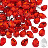 1 Bag Taiwan Acrylic Rhinestone Cabochons, Pointed Back & Back Plated, Teardrop, Red, 30x20x7mm, 100pcs/bag