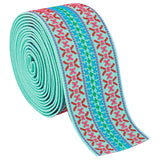 2.5 Yards Ethnic Style Flat Polyester Elastic Bands, Garment Accessories, Turquoise, 50mm
