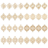 32Pcs 8 Style Baroque Style Zinc Alloy Connector Charms, Cadmium Free & Lead Free, Flat Round & Chinese Knot & Flower, Light Gold, 17~20.5x13.5~19x1~2mm, hole: 1.2mm, 4pcs/style