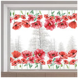 PVC Window Static Stickers, Rectangle Shape, for Window Decoration, Flower, 380x1160mm
