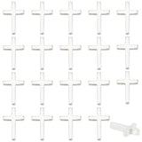 20Pcs Brass Tiny Cross Charms, Long-Lasting Plated, 925 Sterling Silver Plated, 13x8.5x2mm, Hole: 0.5mm