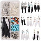DIY Earring Making, with Goose Feather Pendants, Synthetic Turquoise Beads, Alloy Links & Pendants, Iron Cable Chains, Brass Earring Hooks, Mixed Color, 135x70x30mm