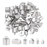 DIY End Finding Making Kit, Including 304 Stainless Steel Cord Ends & Ribbon Crimp Ends, Mixed Shape, Stainless Steel Color, 8.5~14x4.5~15mm, 72Pcs/box