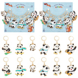 Alloy Enamel Pendant Locking Stitch Markers, 304 Stainless Steel Leverback Earring & Steel Wine Glass Charm Rings Stitch Marker, Panda, Mixed Color, 3.6~4.7cm, 6 style, 2pcs/style, 12pcs/set