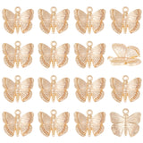 Brass Charms, Butterfly, Real 18K Gold Plated, 10x11x3mm, Hole: 1mm, 20pcs/box