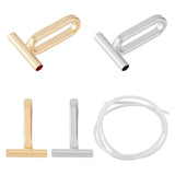 2 Sets 2 Colors Alloy Pin to Pendant Converter, with 1 Set Silicone Tube Hose for Pin to Pendant Converters, Platinum & Light Gold, 14x10x5mm, Hole: 1.4mm, 350~500x2mm, 1 Set/style