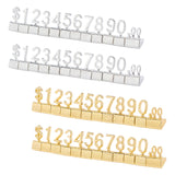 4Sets 2 Colors Aluminum Alloy Price Display Cube Adjustable Price Tag, with Number 0~9 and Letter Dollar Price Block Kit, for Jewelry Price Display Counter Stand, Mixed Color, 0.7~0.9x0.5~0.7x0.5cm, 12pcs/set, 2sets/color