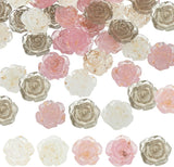 50Pcs 5 Colors Transparent Resin Cabochons, with Gold Foil, Rose, Mixed Color, 25.5x10mm, 10pcs/color