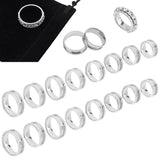 16Pcs 8 Size 201 Stainless Steel Grooved Finger Ring Settings, Ring Core Blank, for Inlay Ring Jewelry Making, Stainless Steel Color, US Size 5 1/2(16.1mm)~US Size 14(23mm), 2pcs/size