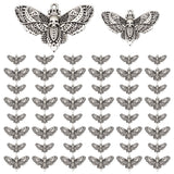 60PCS 2Styles Alloy Pendants, Moth, Antique Silver, 17.4~27x25~43x1.8~3mm, Hole: 2.3mm, 30pcs/style