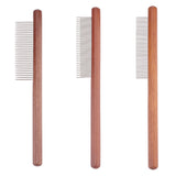 3Pcs 3 Style 202 Stainless Steel Pet Combs, with Wood Handle, Cat Dog Pet Grooming Fine Tooth Hair Combs, Mixed Color, 200x27~35x11.5~12mm, 1pc/style