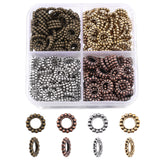 400Pcs 4 Style Tibetan Style Alloy Beads, Cadmium Free & Lead Free, Flat Round, Mixed Color, 10x1.5mm, Hole: 4~5mm, 100pcs/style