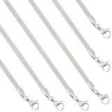 6Pcs 304 Stainless Steel Flat Snake Chain Necklaces Set for Men Women, Stainless Steel Color, 17.7 inch(45cm)