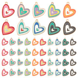 40Pcs 10 Styles Alloy Enamel Pendants, Heart, Light Gold, Mixed Color, 20x17.5x1.5mm, Hole: 1.8mm, 4pcs/style