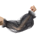 Polyester Detachable Puff Sleeves, for Wedding Bridal Dress Tulle Accessories, Black, 450x200x25mm