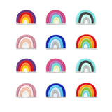 12Pcs 6 Colors Food Grade Eco-Friendly Silicone Beads, Chewing Beads For Teethers, DIY Nursing Necklaces Making, Rainbow, Mixed Color, 18x25x9mm, Hole: 2mm, 2pcs/color