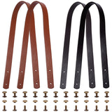 4Sets 2 Colors PU Leather Bag Handles, with Iron Rivets, for Purse Handles Bag Making Supplie, Mixed Color, 60x1.85x0.35cm, Hole: 3mm, 2sets/color