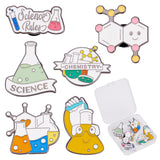 6Pcs 6 Style Chemistry Theme Enamel Pins, for Teachers Students, Alloy Brooches with Word for Backpack Clothes, Mixed Color, 13~27x19~27x10.5~11mm, 1pc/style
