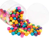 Wood Beads, Dyed, Round, Mixed Color, 10mm, Hole: 3.5mm, 200pcs/box, Plastic Beads Container: 7.2x5.2cm