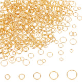 500PPcs 5 Style Brass Open Jump Rings, Long-Lasting Plated, Round Ring, Real 18K Gold Plated, 100pcs/style