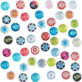 Flatback Glass Cabochons for DIY Projects, Dome/Half Round, Christmas Theme, Snowflake Pattern, Mixed Color, 12x4mm, 140pc/box