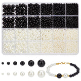 3904pcs 12 Styles ABS Plastic Imitation Pearl Beads, Round, Mixed Color, 3~10mm, Hole: 1.4~2.3mm