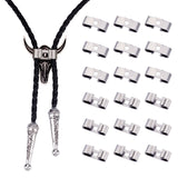 100Pcs Bolo Tie Slides Clasp Accessories, Blank Bolo Tie Slides Low Profile, Rectangle, Platinum, 19x7x5mm, Hole: 3x3mm