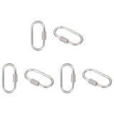 6Pcs 304 Stainless Steel Screw Carabiner Lock Charms, for Necklaces Making, Oval, Stainless Steel Color, 26x14x4mm, Screw: 8x4mm