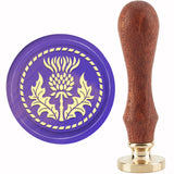 Brass Wax Seal Stamp with Handle, for DIY Scrapbooking, Plants Pattern, 3.5x1.18 inch(8.9x3cm)