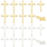 20Pcs 2 Colors Brass Tiny Cross Charms, Long-Lasting Plated, Mixed Color, 13x8.5x2mm, Hole: 0.5mm, 10pcs/color