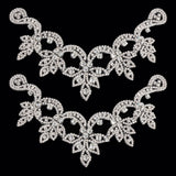 Hotfix Rhinestone Appliques, Flower & Leaf Glass Rhinestone Shoe Decorations, for DIY Crystal Shoes, Bridal Shoes, Silver, 230x105x5mm