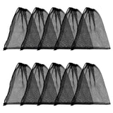 Polyester Mesh Drawstring Storage Bags, Rectangle, Black, 290~295x250x1~2mm