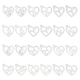 24Pcs 12 Style 304 Stainless Steel Pendants, Laser Cut, Heart with Constellation, Stainless Steel Color, 15.5x12.5x0.6mm, Hole: 1.5mm, 2pcs/style