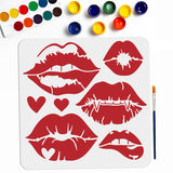 1Pc PET Hollow Out Drawing Painting Stencils, with 1Pc Art Paint Brushes, for DIY Scrapbook, Photo Album, Lip, 300x300mm